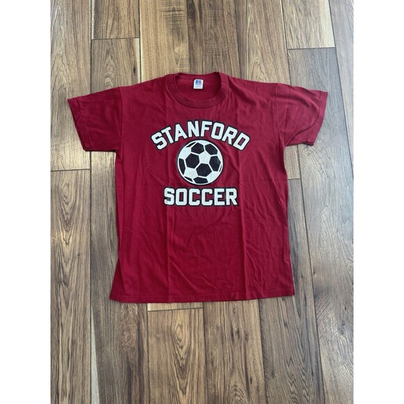 Vintage Russell Athletics Stanford University Soccer Maroon Shirt Sz L USA Made - Picture 1 of 5